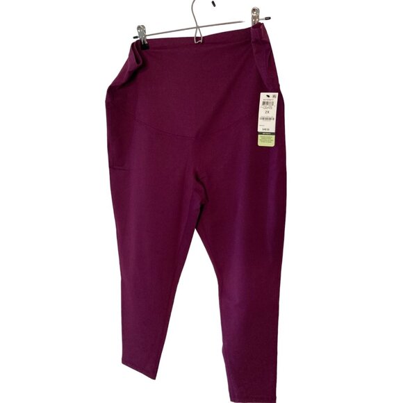 NWT  ID IDEOLOGY PLUS SIZE MATERNITY ANKLE LEGGING PERFECT PLUM 2X - Picture 1 of 6
